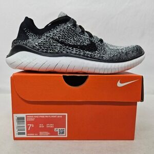 Nike Free RN Flyknit 2018 Running Shoes 942839-101 White Black Women's Size 7.5
